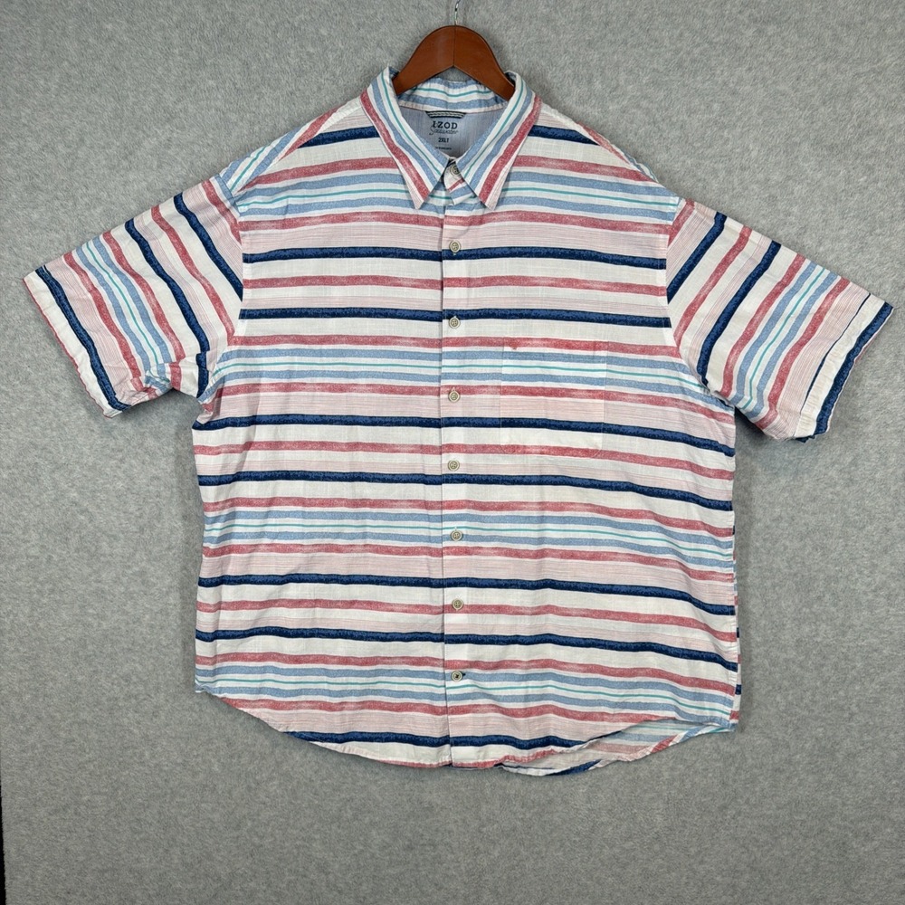 Men's Izod Saltwater 2XLT Short Sleeve Striped Shirt